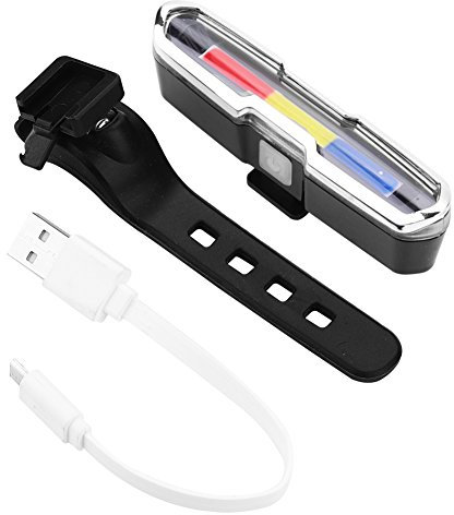Luci della Polizia per Biciclette, Fanale Posteriore per Bici Ricaricabile, Fanale Posteriore a LED Ricaricabile Tramite USB per Mountain Bike (luce bianca rossa blu)