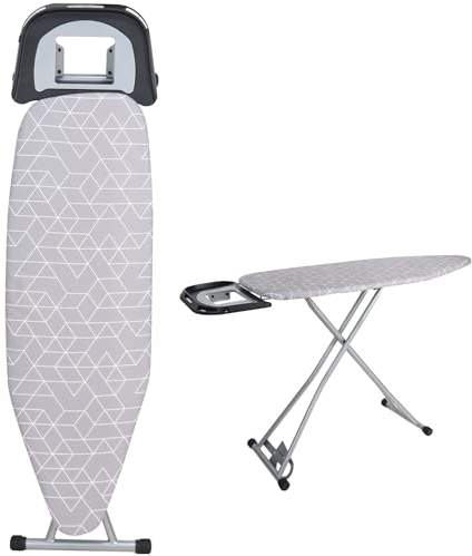 Duffy® Ironing Board - 120 x 40cm Ironing Board Table Folding Metal Iron,Lightweight Iron Board Rack Foldable Non Slip Adjustable Height (Grey)