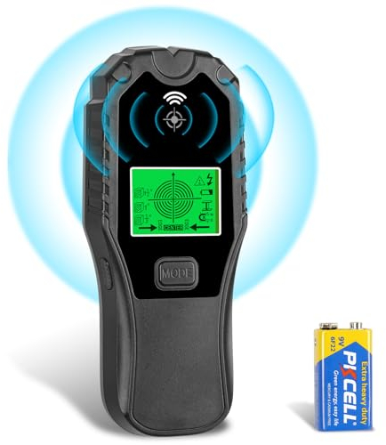 Rilevatore Tubi e Cavi Elettrici, Rilevatore Metalli Muro, Scanner da Parete, Rilevatore Cavi Elettrici e Tubi Nel Muro con Display LCD e Indicazione Vocale per Tensione AC, Metallo, Legno