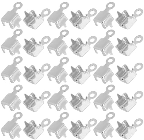 SUNNYCLUE 1 Box 300 Stück Silberne Kettenverbinder 4 mm Strass Cup Kettenenden Messingketten Glieder Charm Anhänger Crimp Spitzen Zubehör Für Die Schmuckherstellung Ketten DIY Armband Halskette Ohrrin