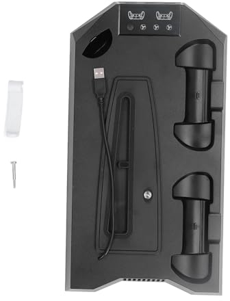 Spielkonsolen-Kühlständer, Schnelllade-3-USB-Hub, Dual-Controller-Ladegerät, Kühlstation für PS5-Konsole (Black)