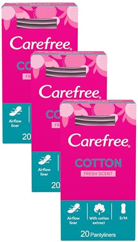 Carefree Normal with Cotton Extract Panty Liners, Pack of 60, White