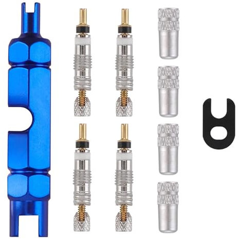 10 Stück Fahrradventil Adapter Französisches Ventil Sclaverandventil Ersatz Presta Ventileinsatz Ventilkappen Fahrrad Ventil Adapter mit Ventileinsatzentfernungswerkzeug zur Fahrradreparatur