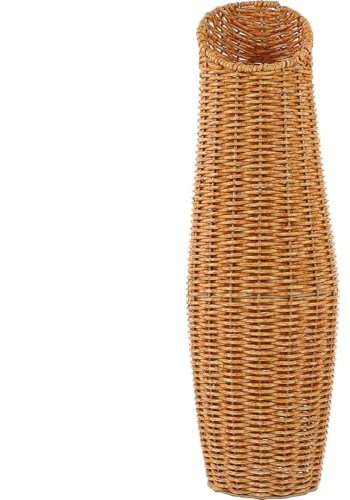 Amosfun Rattan Woven Vase, Tall Floor Vase for Dry Flowers, Imitation Wicker Floor Farmhouse Rustic Planter, Oversize Standing for Balcony Entryway Decoration (42cm Height)