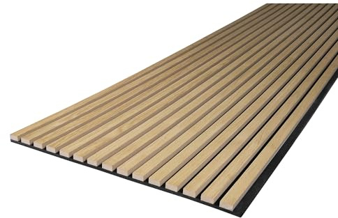 PROVISTON Akustik 3D Wandpaneele 2400 x 561 x 19 mm Furnierte MDF Holzlamellen in der Farbe Eiche Natur Fleece-Untergrund als Trägermaterial