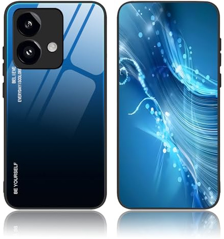 BORYA Funda para Motorola Moto G84 5G, Ultradelgado Antigolpes Suave Silicona TPU Bumper Carcasa, Vidrio Templado Estuche, Elegante Gradiente Caso, Azul Gradiente