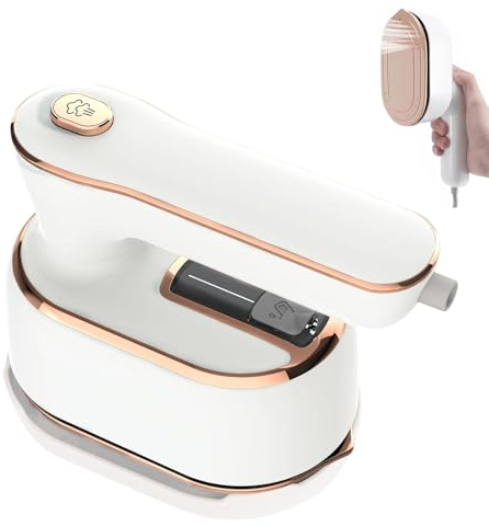 Mini Steam Steamer - Portable Iron With 20s Fast Heat Up Ceramic Soleplate, 180° Rotatable Folding Micro Design for Dry and Wet Ironing, Home and Travel