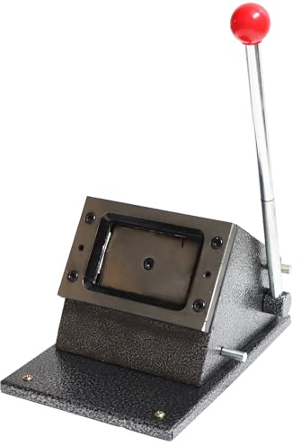 HQHAOTWU Manual Card Cutter Manual PVC Business Card Cutter All Metal PVC Card Die Cutter Manual Paper Card Steel Cutting Machine 3.4x2.1 Rounded Corner Credit Card Cutter with Long Lever Handle