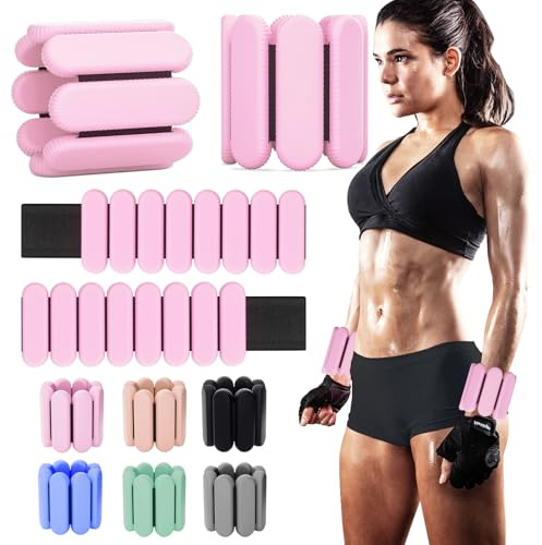 Adjustable Ankle Weights for Women Men,Wrist Weights set for Walking Running,1 Pair (1Lbs Each) Silicone Workout Weights for gym fitness, Jogging,yoga,pilates,strength training,physical therapy