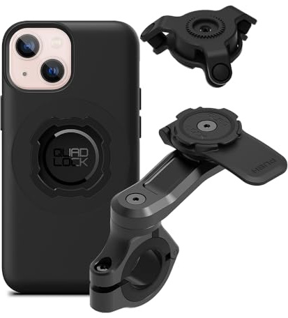 Quad Lock Telefonfäste för Motorcykelstyre PRO med Vibrationsdämpare och MAG-fodral för iPhone 13 Mini
