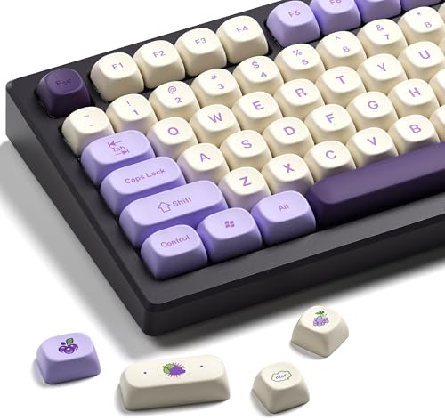 XVX Capuchons de Clavier XVX Profil MOA Raisin Violet PBT Sublimation de Couleur Personnalisé Violet et Blanc (Compatible avec Les commutateurs Cherry MX)