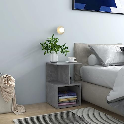 FUDUGEHMIOFWFJJ betttablett,beistelltisch Bett,Nachttische 2 STK. Betongrau 35x35x55 cm HolzwerkstoffGeeignet für Schlafzimmer Wohnzimmer Lagerung