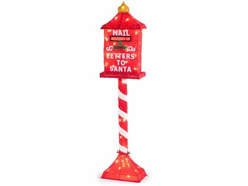 Gruppo Maruccia Boîte à lettres de Père Noël avec lumières LED, décoration intérieure et extérieure - 130 cm