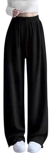 Kids Pants Girls Age 4-14 Years Spring Winter Baggy Trousers for ADO Girls Elastic Waist Loose Comfy School Casual Sports Athletic Vacation Streetwear Sweatpants (Black, 13-14 Years)