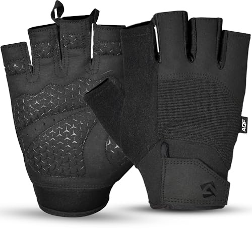 AQF Guantes Gimnasio Hombre Mujer– Ligeros Guantes Fitness- Transpirables y Antideslizantes Guantillas Gym- Gym Gloves para Musculació, Entrenamiento Calistenia y Ciclismo (Negra, XS)