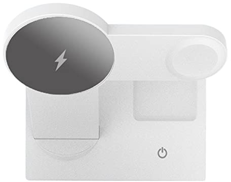 Cargador Inalambrico, 30W 3 en 1 Cargador inalámbrico Soporte de Carga por inducción for Auriculares de teléfono Reloj Estación de Carga rápida magnética(Bianco)