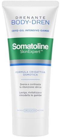 Somatoline SkinExpert, Body-Dren Intensivo Cryo-gel Gambe, Crema Gambe Drenante, Formula Cryoattiva Osmotica con Oxy-Dren Complex, 200ml