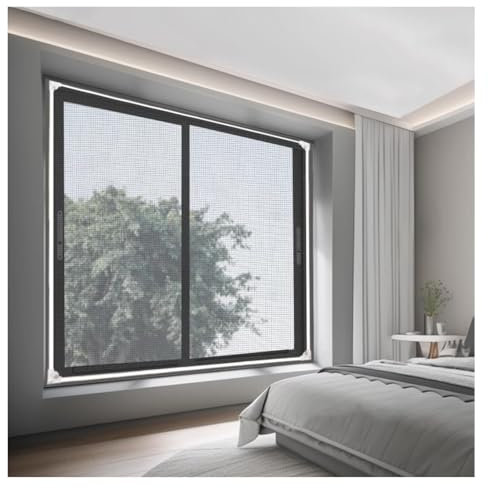 Zanzariera magnetica regolabile – Misura personalizzata per qualsiasi dimensione fino a 180 x 200 cm – Rete ignifuga durevole con cornice nera – ideale per la casa e il controllo dei parassiti