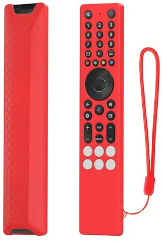 Funda protectora de silicona para TCL RC833A, funda suave para control remoto RC833A, protector antideslizante para TV Stick con cordón (rojo)