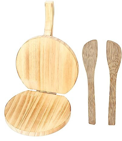 Presse à tortillas en bois, outil de pressage de pâte rond multifonction antidérapant, presse à boulettes, machine à tortillas et quesadillas avec cuillère en bois pour outil de