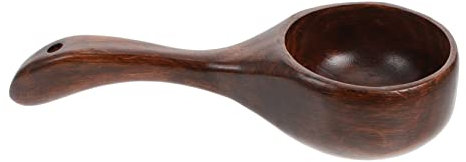 Healifty Wooden Water Ladle and Coffee Spoon, 21x8cm Red Lacquer Wood Tablespoon, Short Handle Kitchen Utensil for Household Cooking and Salad Bowls