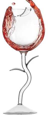 Copa de vino rosa – Cristales transparentes copas de rosa, copa de vino
