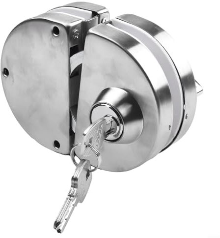 Verrou de porte en verre, loquet double face en acier inoxydable avec 3 clés pour magasin et bureau pour porte coulissante battante sans cadre, 8 à 12 mm