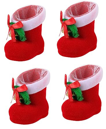 Garneck 4piezas Botas Navideñas Reutilizables Para Guardar Golosinas Regalos y Decoración Navideña Botas Para Decoración Casa o Fiesta