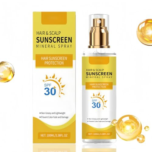 Sun Protection for Hair,Hair and Scalp Sun Protection Spray,Non-Greasy SPF 30 Scalp Sunscreen Spray for UV Protector & Ha/ir Dryness,Sc/alp Sunscreen,Sc/alp S/un Pro/tection Sp/ray
