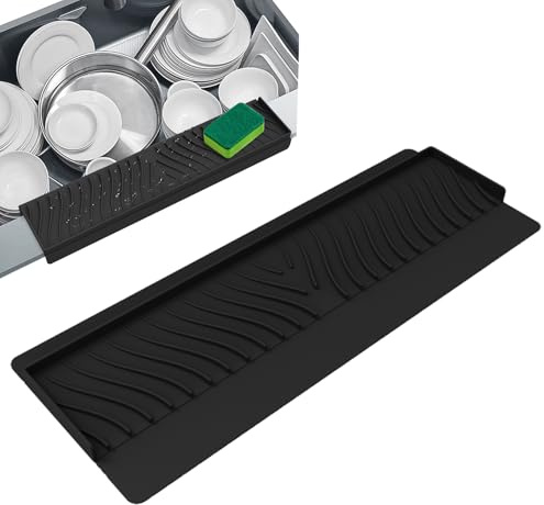 Protezione per lavello da cucina, tappetino per lavello in morbido silicone, barriera contro gli spruzzi d'acqua per protezione dal trabocco d'acqua, controllo del gocciolamento del piano di lavoro