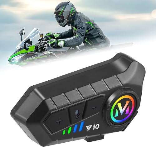 Motorcycle Helmet Bluetooth Speakers Motorbike Headset with 48H Battery, Bluetooth 5.3 Helmet Speakers, Smart Noise Cancelling, IPX6 Waterproof, Dual Phone Connection for Riding/Skiing