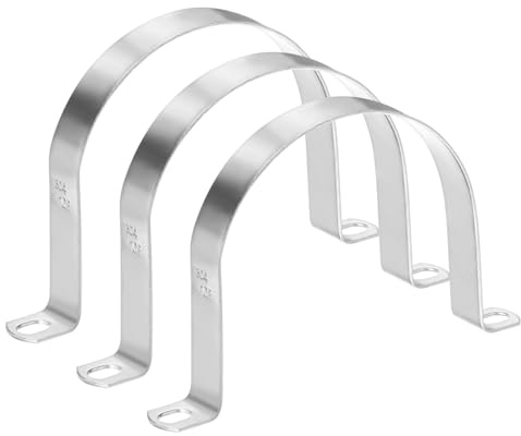 M METERXITY 3-Pack Conduit Clamps 4in, U-Tube Tension Clips, Silver | 304 Stainless Steel, Rigid Pipe Strap M102, U Bracket Pipe Clamps, 2 Holes, Heavy Duty, for Plumbing, Conduit, Wire, Pipe