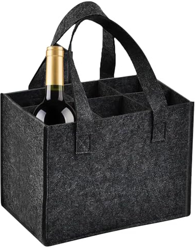 lomdung Bottiglia 6 Compartimenti, Borsa Porta Bottiglie Acqua, Portabottiglie Pieghevole, Buste Porta Bottiglie d'Acqua Riutilizzabile, per 6 Bottle de Acqua o vino Olio(25x18x16 CM)