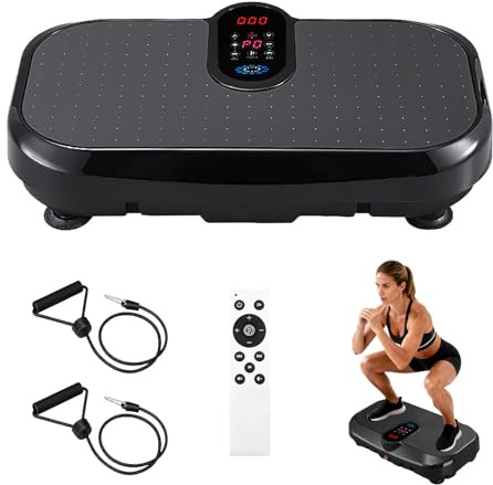 Pedana Vibrante Dimagrante, Fitness Pedana Vibrazioni con Telecomando e Fasce di Resistenza, 120 Velocità Regolabili, Peso Massimo 300KG, Piattaforma per il Fitness Tavola Vibrante per Casa