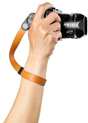 Peak Design Form Manschett Läder Kamera Handledsrem, Bärnsten, Kompatibel med DSLR, Kompakt och Sikta-och-fotografera kameror, Snabbkoppling och anslutning, 200 pund kapacitet, Kameraremmar för