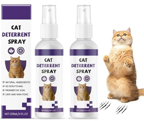 Genérico Spray Repelente para Gatos 120 Ml, Spray Antiarañazos para Gatos, Spray Disuasorio para Gatos para Interior Y Exterior, Evita Que Arañen Muebles, Plantas, Sofás, Alfombras Y Cortinas (2pcs)
