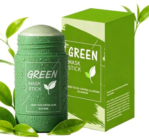 Mascarilla Limpiadora en Barra de Té Verde/Berenjena, Mascarilla de Barro Limpiadora y Reductora de Poros, Control de Grasa, Hidratante, Elimina Puntos Negros, Apta para Todo Tipo de Piel