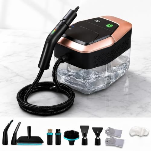 Pulitore a vapore ad alta pressione 2500W, vapore potente 4Bar, riscaldamento rapido in 15s, 12 accessori + raggio d'azione di 3,5m, serbatoio dell'acqua da 1,8L, manico isolato dal calore