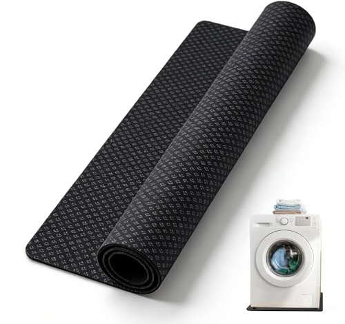 Alfombrilla para lavadora, alfombrilla antivibración de 60 x 60 cm, alfombrilla de goma antideslizante, también se puede usar en secadora y refrigeradores, color negro, diseño antideslizante de doble