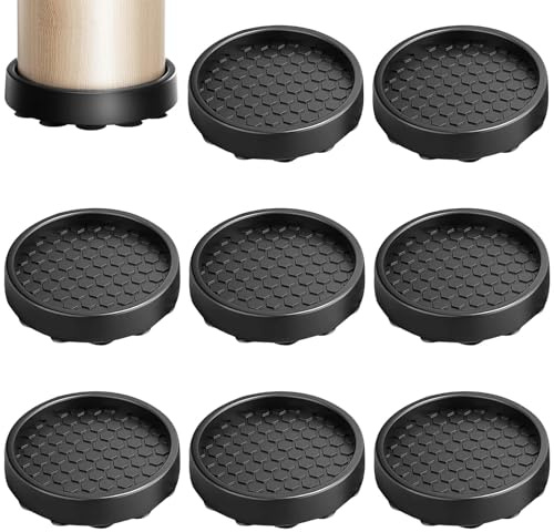 PHMING 8 Piezas Silicona Tacos para Patas de Sillas, Diámetro 5cm | Almohadillas Redondas Con Ventosas, Protectores Patas Sillas Negras, para Camas, Sofás y Armarios