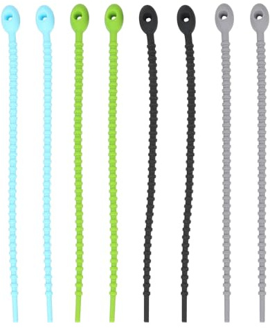 Vaguelly Lot de 8 Ficelles Alimentaires en Silicone Haute Élasticité, Attaches Cuisine Faciles à Enlever pour Organiser Câbles et Aliments Cuisine ou Pique-niques Couleur Couleur Aléatoire