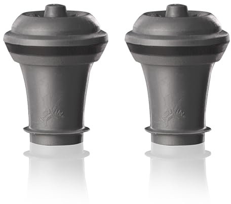 Vacu Vin Weinpumpe Vakuum Stopper Set - Grau - Weinflaschenverschluss für Vakuumpumpe - Hält Wein Bis zu Einer Woche Frisch
