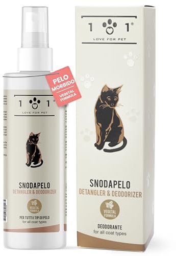 Linea 101 Spray Demelant Chat Poils Longs Naturel 250 ML Démêlant Chat Poils Longs Parfum Chats Délicat Soin Vegan pour Poil Doux et Brillant sans Rinçage Tous Types de Pelage