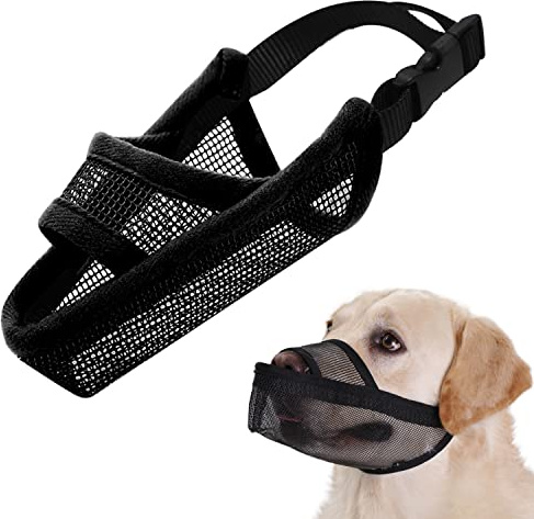Maulkorb aus Nylon für kleine mittelgroße und große Hunde, atmungsaktives und trinkbares Maulkorb für Bellen und Anti-Bellen (Schwarz, XL)