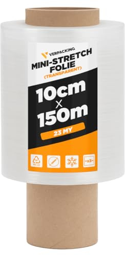 40 rouleaux de mini film stretch 23 microns 10 cm x 150 m transparent