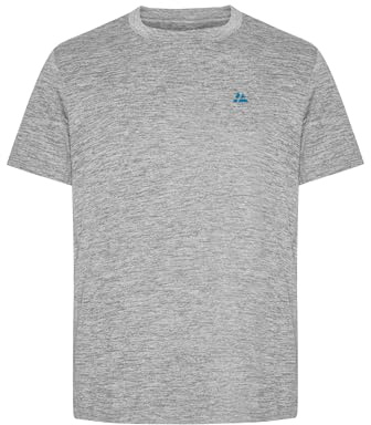 DANISH ENDURANCE Mens T Shirt, Breathable Gym Running Top, Fitness Sports Shirts, Mens Activewear, 1 or 2 Pack, Grey Melange, M