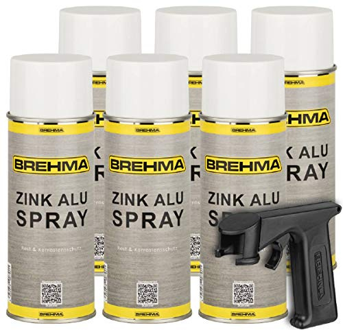 BREHMA 6x Zink-Alu-Spray 400ml mit Sprühgriff