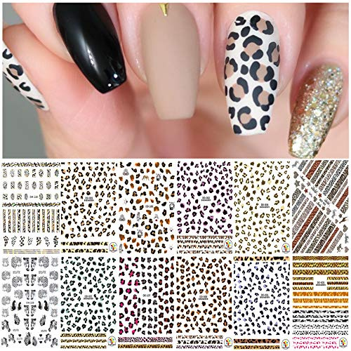 EBANKU 12 Blatt Leopard Nagelsticker