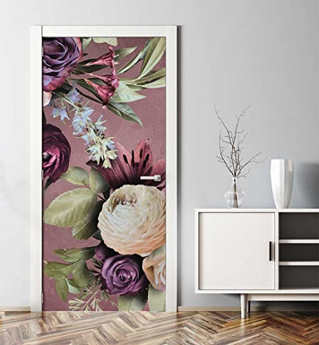 MyMaxxi Türtapete selbstklebend - Einteilige Türfolie 90x200 cm - Motiv: Halcyon Blumen Türklebefolie zum verschönern & bekleben der Tür - Türaufkleber aus Klebefolie