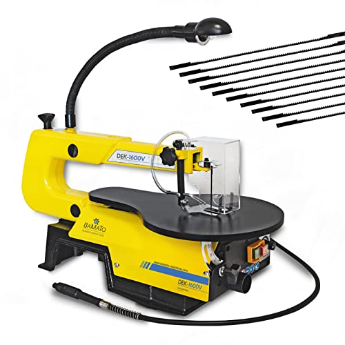BAMATO DEK-1600V | Dekupiersäge inkl. 10 Sägeblätter | Integrierte Abblasvorrichtung | Stift-/Laubsägeblätter | Elektrische Laubsäge | Perfekt für Heimwerker